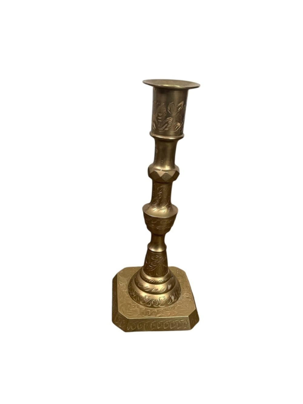 VINTAGE Set of 2 Brass Etched Candlestick Holders 9” - Picture 6 of 12
